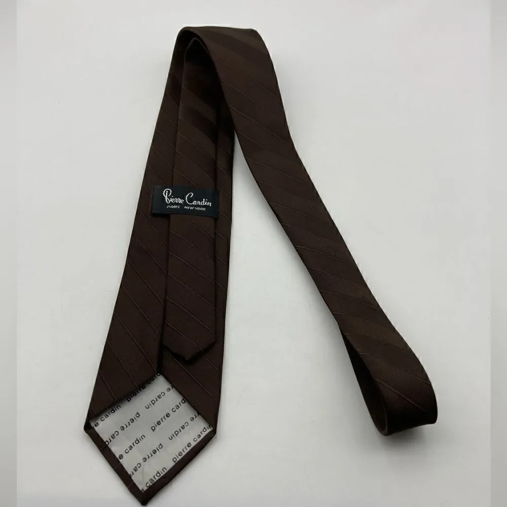 Vintage Pierre Cardin Logo 80s Dark Chocolate Neck Tie 57”